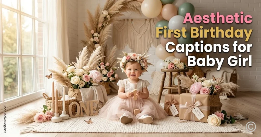 Aesthetic First Birthday Captions for Baby Girl 