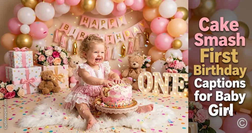 Cake Smash First Birthday Captions for Baby Girl 