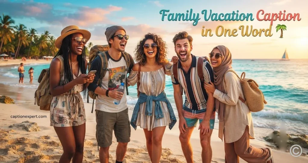 Family Vacation Caption in One Word