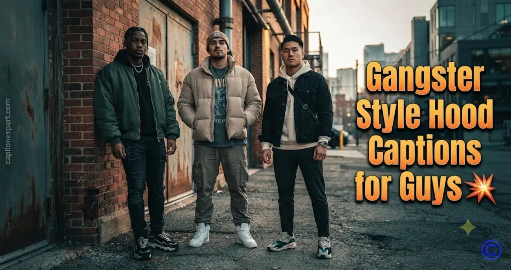 Gangster Style Hood Captions for Guys 
