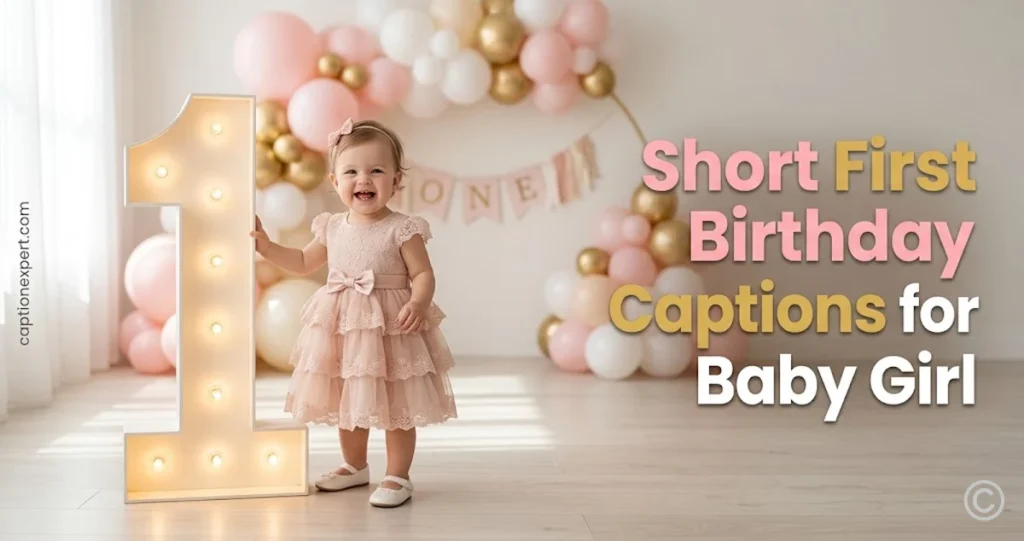  Short First Birthday Captions for Baby Girl 