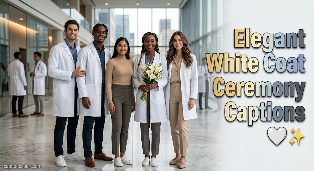 Elegant White Coat Ceremony Captions