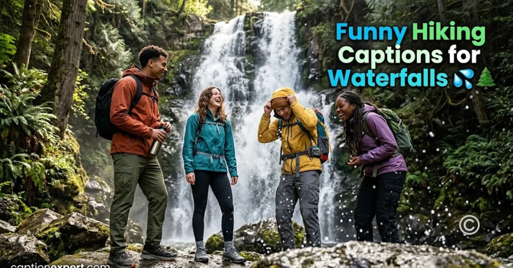 Funny Hiking Captions for Waterfalls