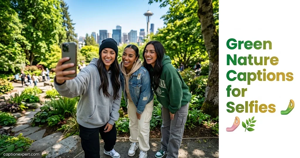 Green Nature Captions for Selfies 