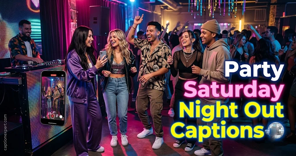 Party Saturday Night Out Caption