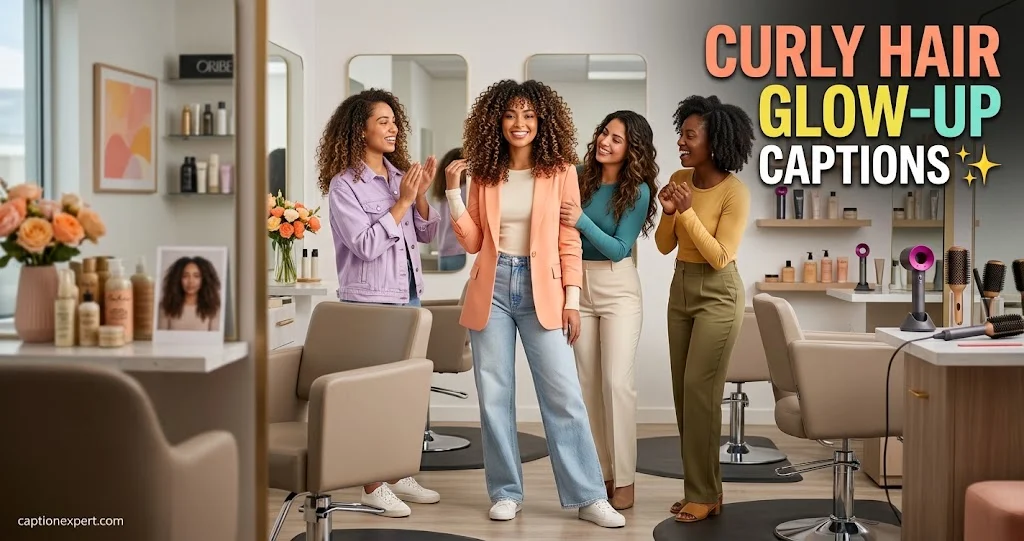 Curly Hair Glow-Up Captions